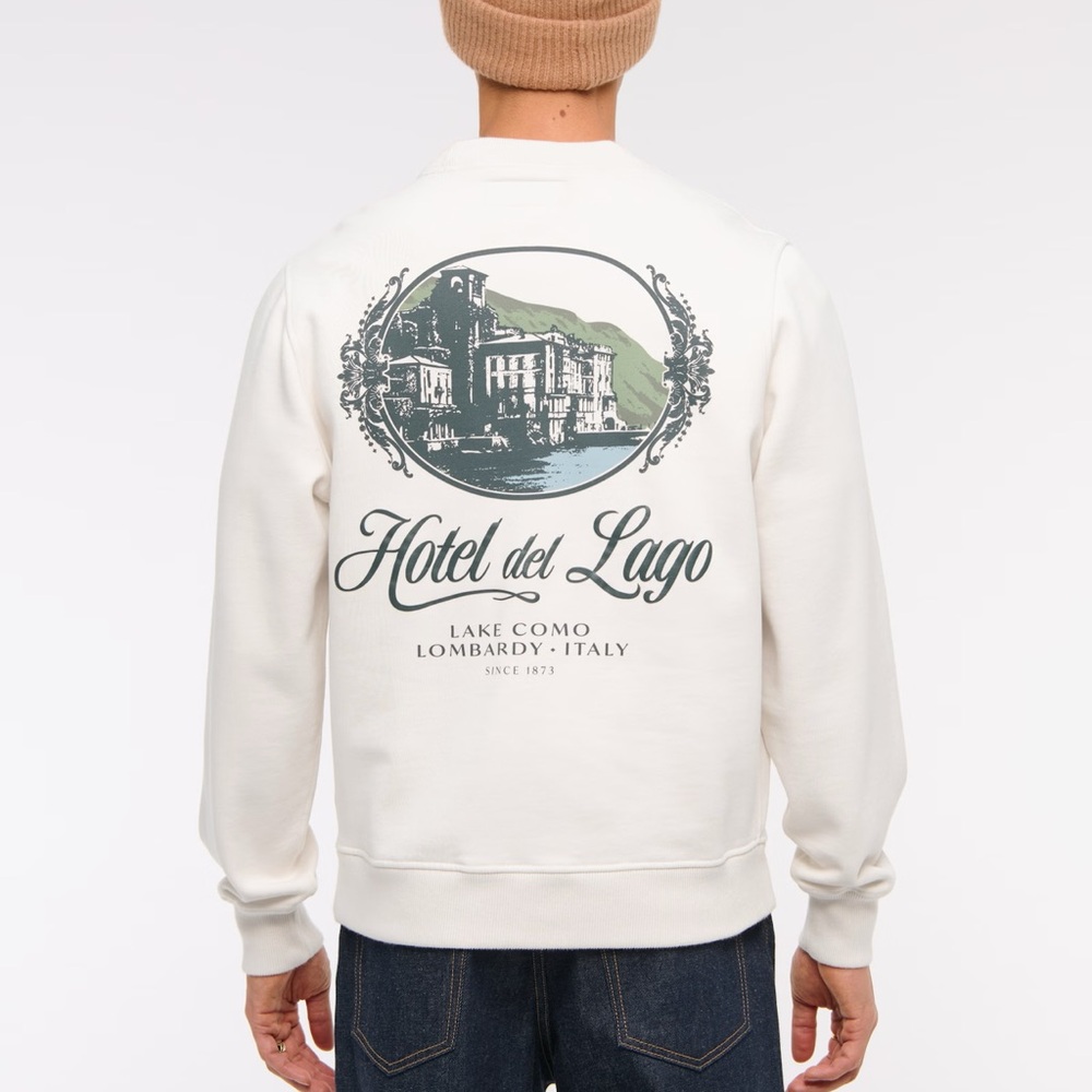 Abercrombie & Fitch Premium Heavyweight Sweatshirt Lake Como del Lago Italy Med